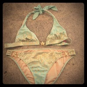 Victoria’s Secret Star Mint & Gold Bikini set